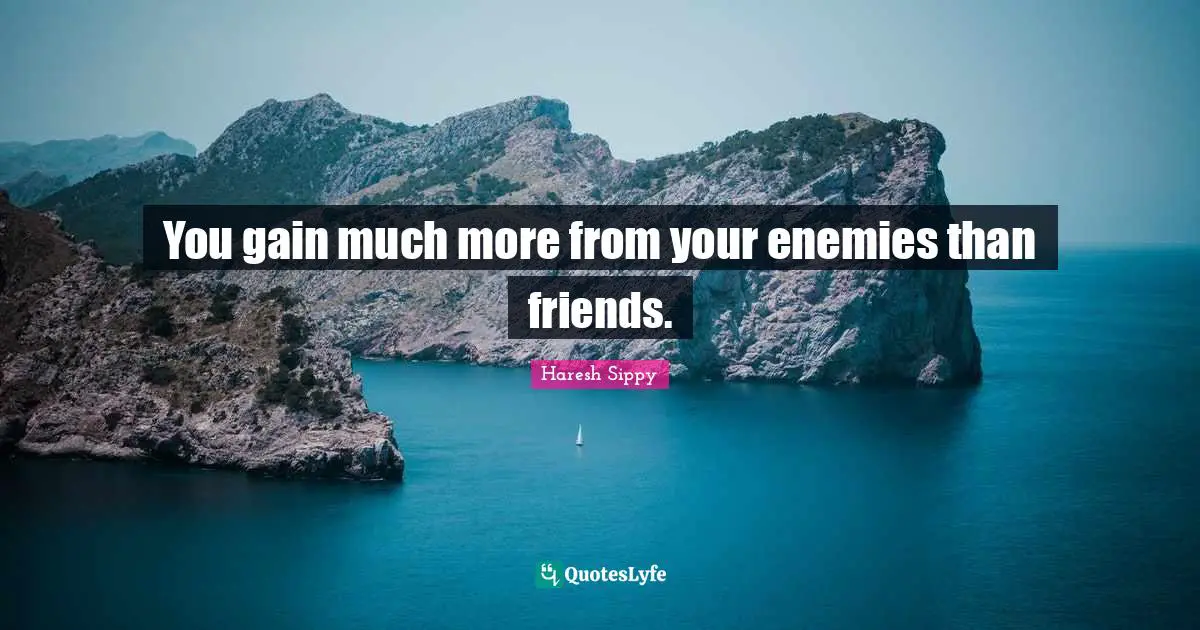You gain much more from your enemies than friends.