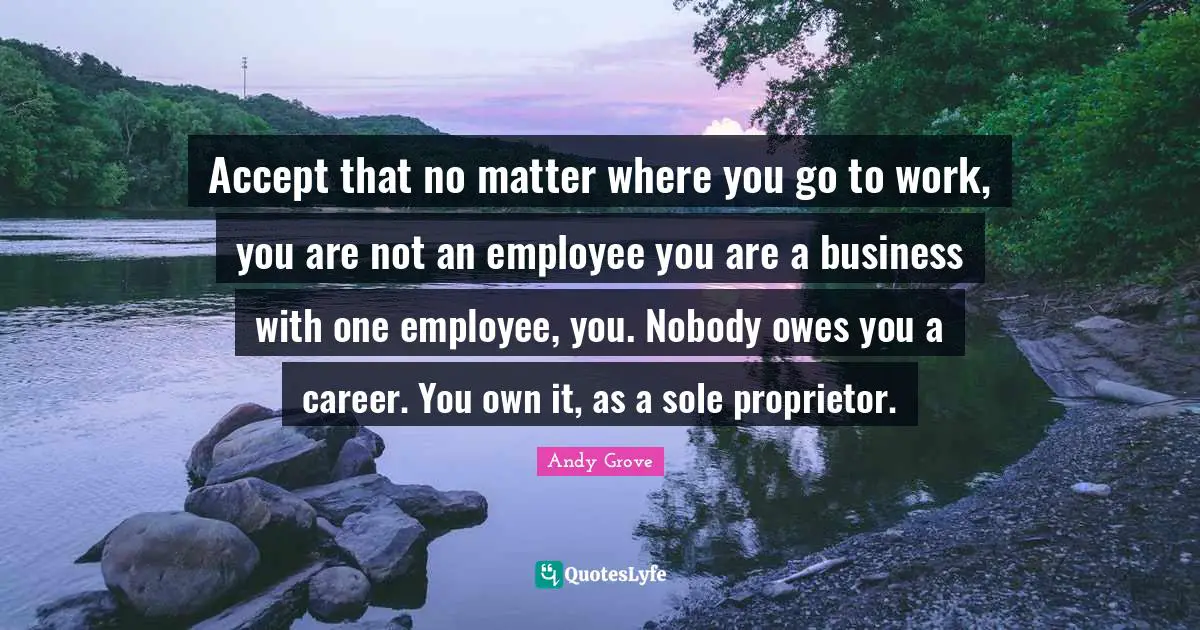 Accept that no matter where you go to work, you are not an employee you are a business with one employee, you. Nobody owes you a career. You own it, as a sole proprietor.