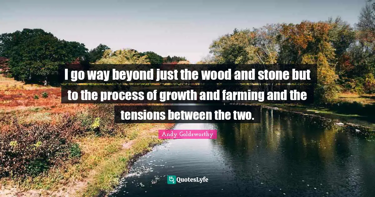 I go way beyond just the wood and stone but to the process of growth and farming and the tensions between the two.