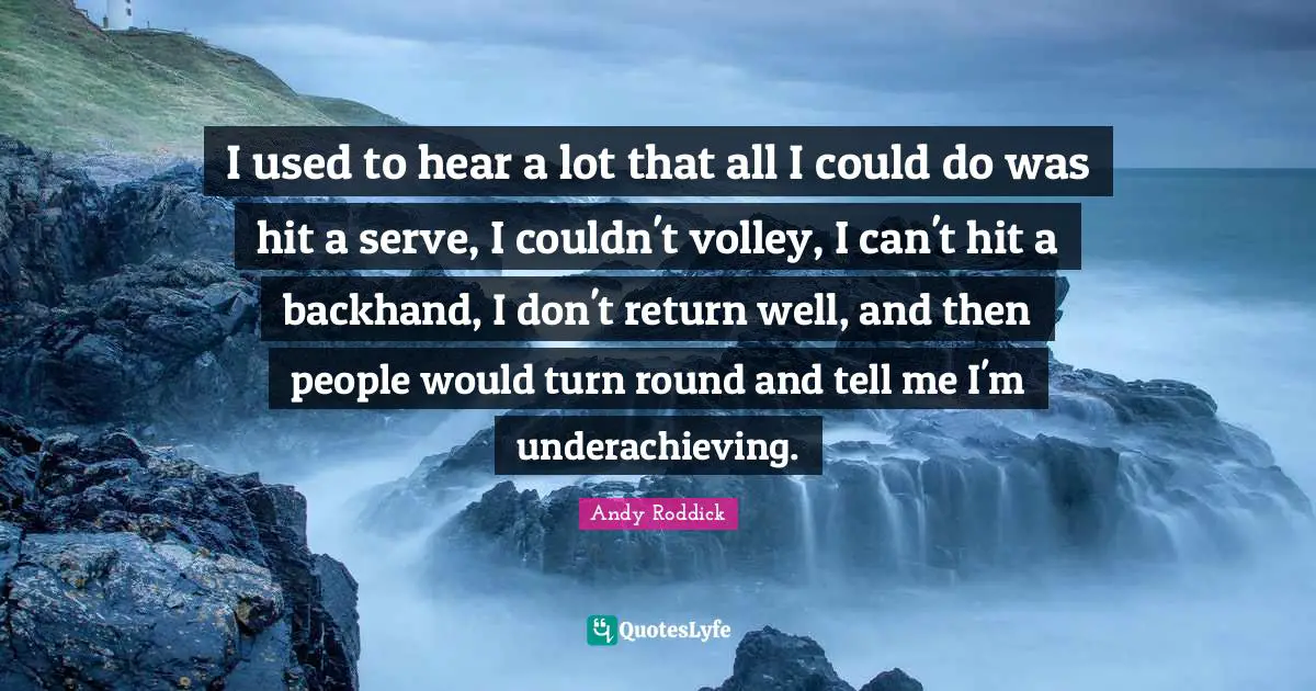 I used to hear a lot that all I could do was hit a serve, I couldn't volley, I can't hit a backhand, I don't return well, and then people would turn round and tell me I'm underachieving.