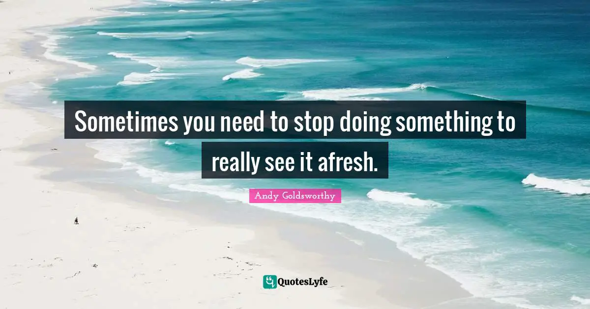 Sometimes you need to stop doing something to really see it afresh.