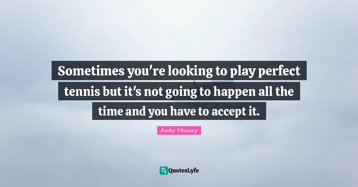 Sometimes you're looking to play perfect tennis but it's not going to happen all the time and you have to accept it.