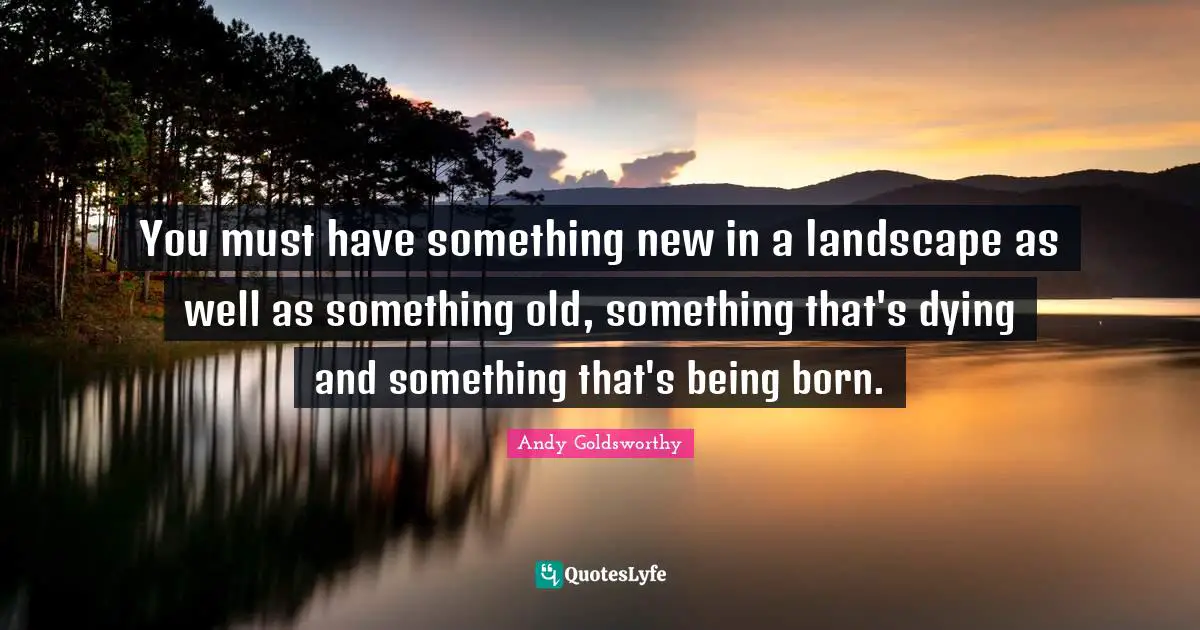 You must have something new in a landscape as well as something old, something that's dying and something that's being born.