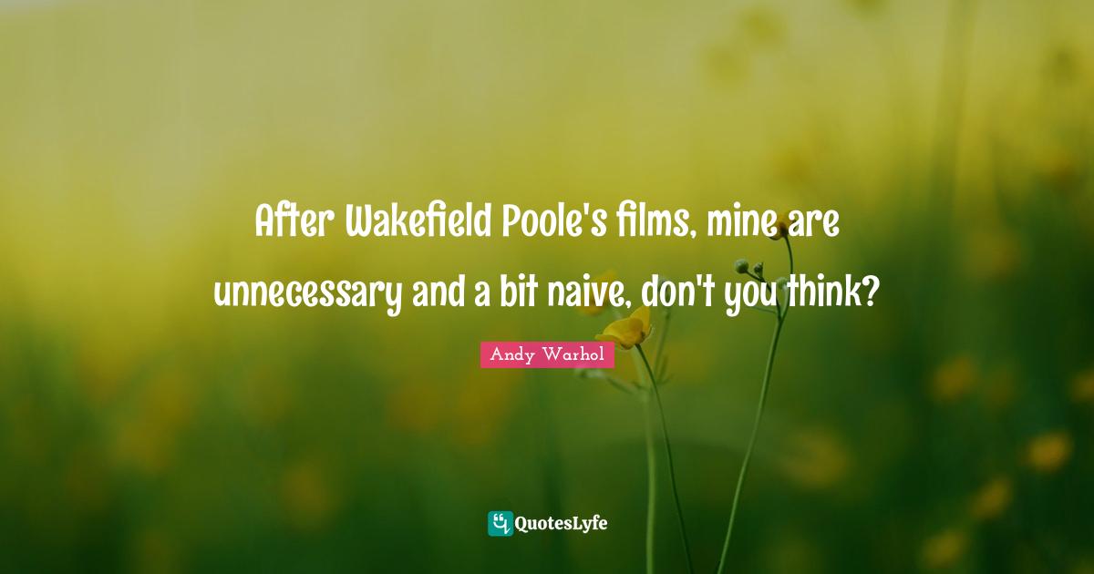 After Wakefield Poole's films, mine are unnecessary and a bit naive, don't you think?