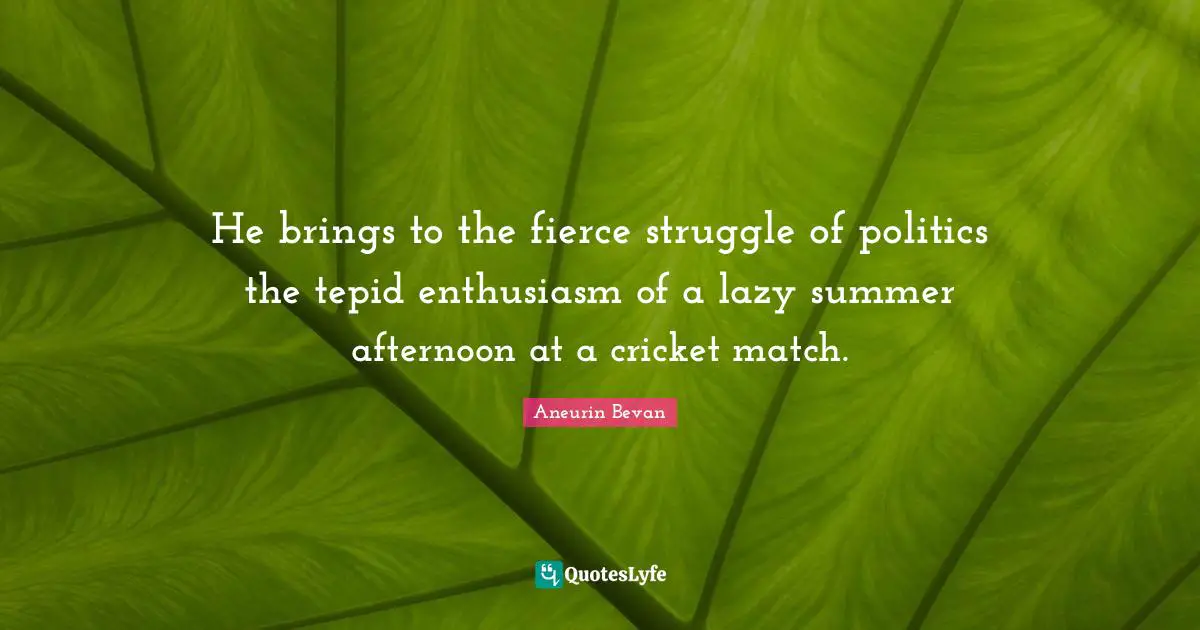 He brings to the fierce struggle of politics the tepid enthusiasm of a lazy summer afternoon at a cricket match.