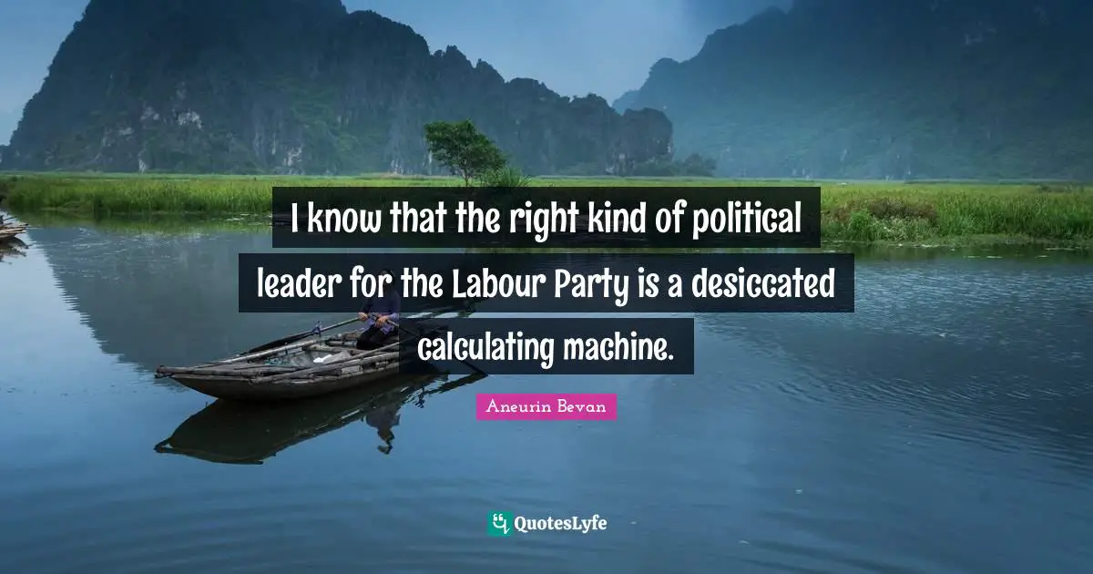 I know that the right kind of political leader for the Labour Party is a desiccated calculating machine.