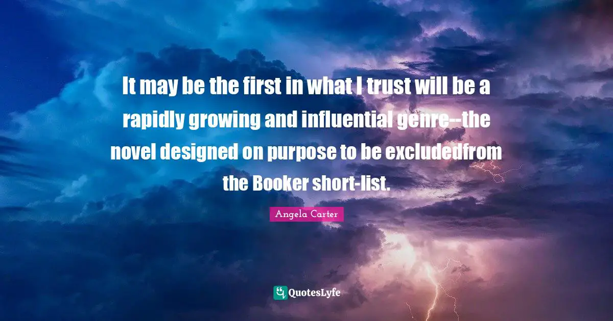 It may be the first in what I trust will be a rapidly growing and influential genre--the novel designed on purpose to be excludedfrom the Booker short-list.