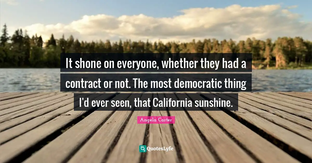 Contracts Quotes: "It shone on everyone, whether they had a contract or not. The most democratic thing I'd ever seen, that California sunshine."
