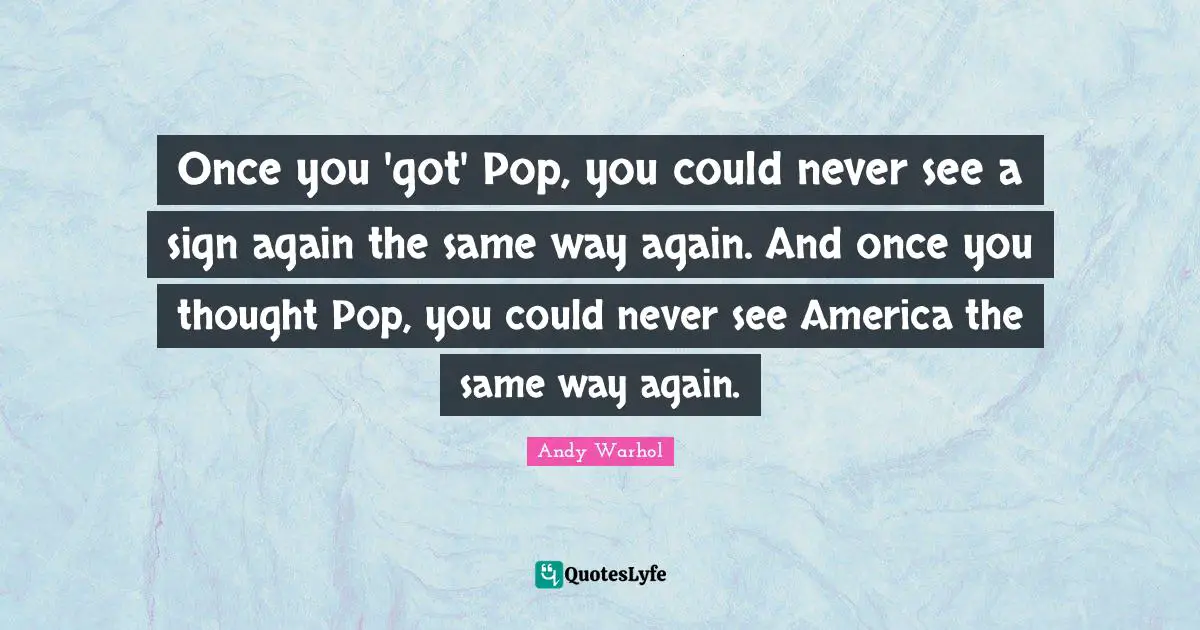 Once you 'got' Pop, you could never see a sign again the same way again. And once you thought Pop, you could never see America the same way again.