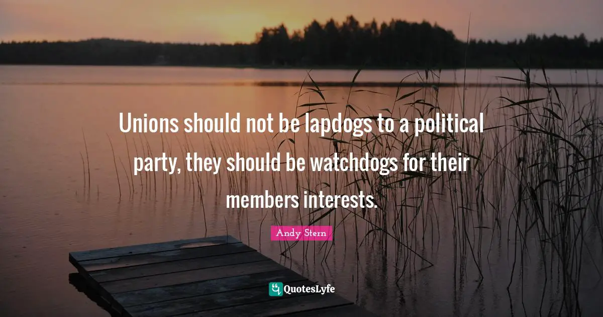 Unions should not be lapdogs to a political party, they should be watchdogs for their members interests.