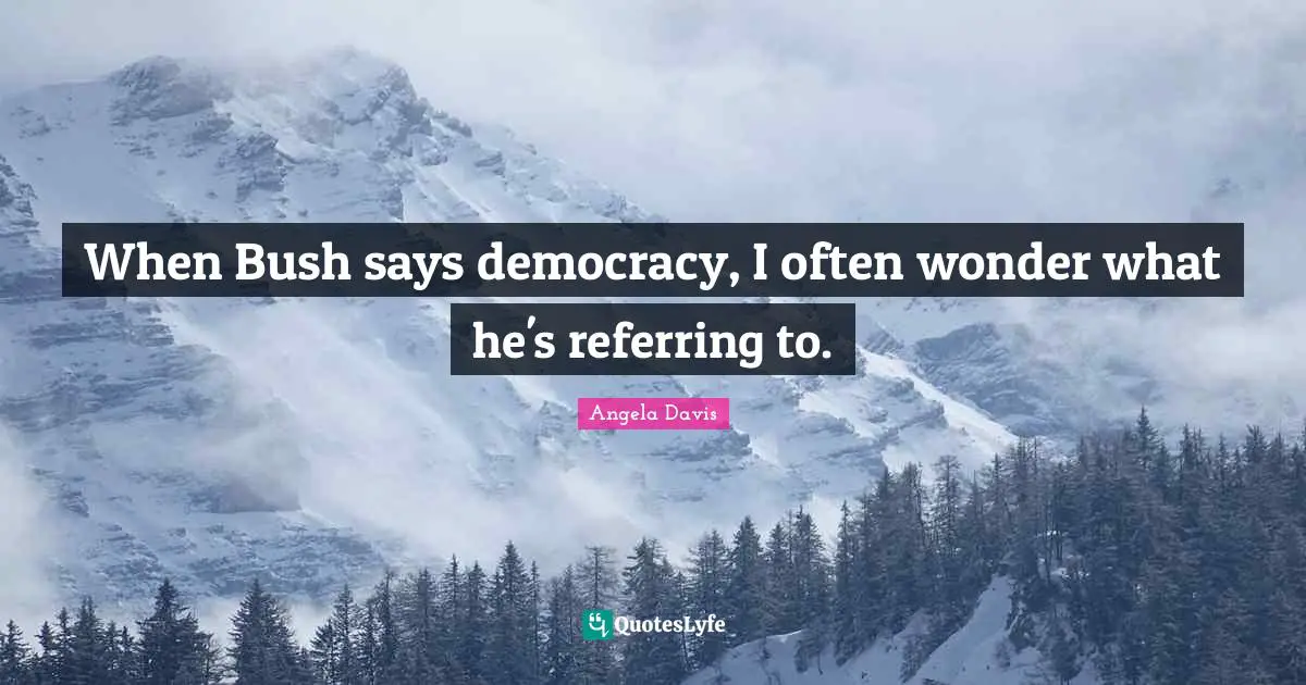 When Bush says democracy, I often wonder what he's referring to.
