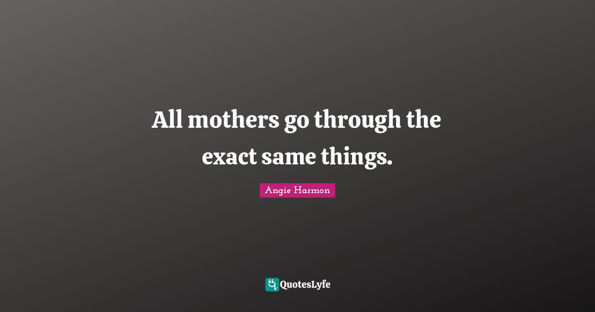 Angie Harmon Quotes: "All mothers go through the exact same things."