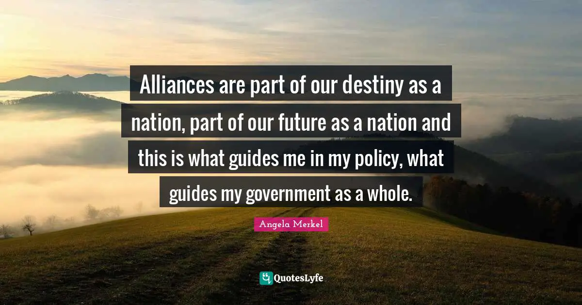 Alliances are part of our destiny as a nation, part of our future as a nation and this is what guides me in my policy, what guides my government as a whole.