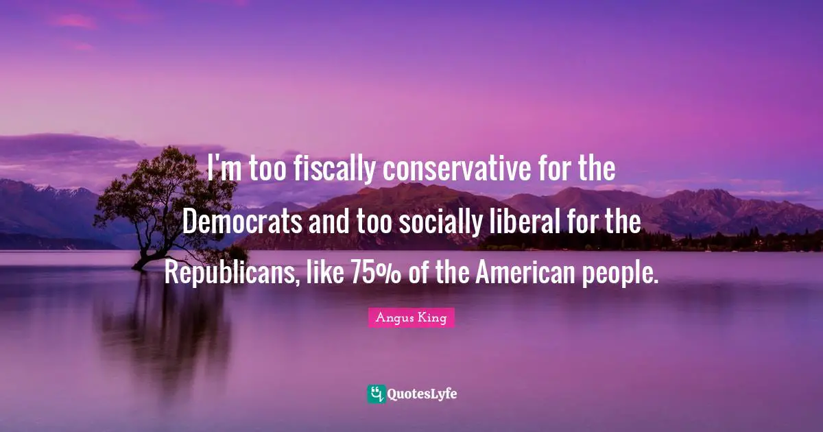I'm too fiscally conservative for the Democrats and too socially liberal for the Republicans, like 75% of the American people.
