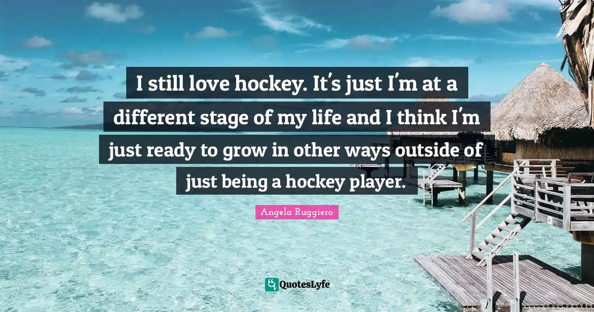 I still love hockey. It's just I'm at a different stage of my life and I think I'm just ready to grow in other ways outside of just being a hockey player.