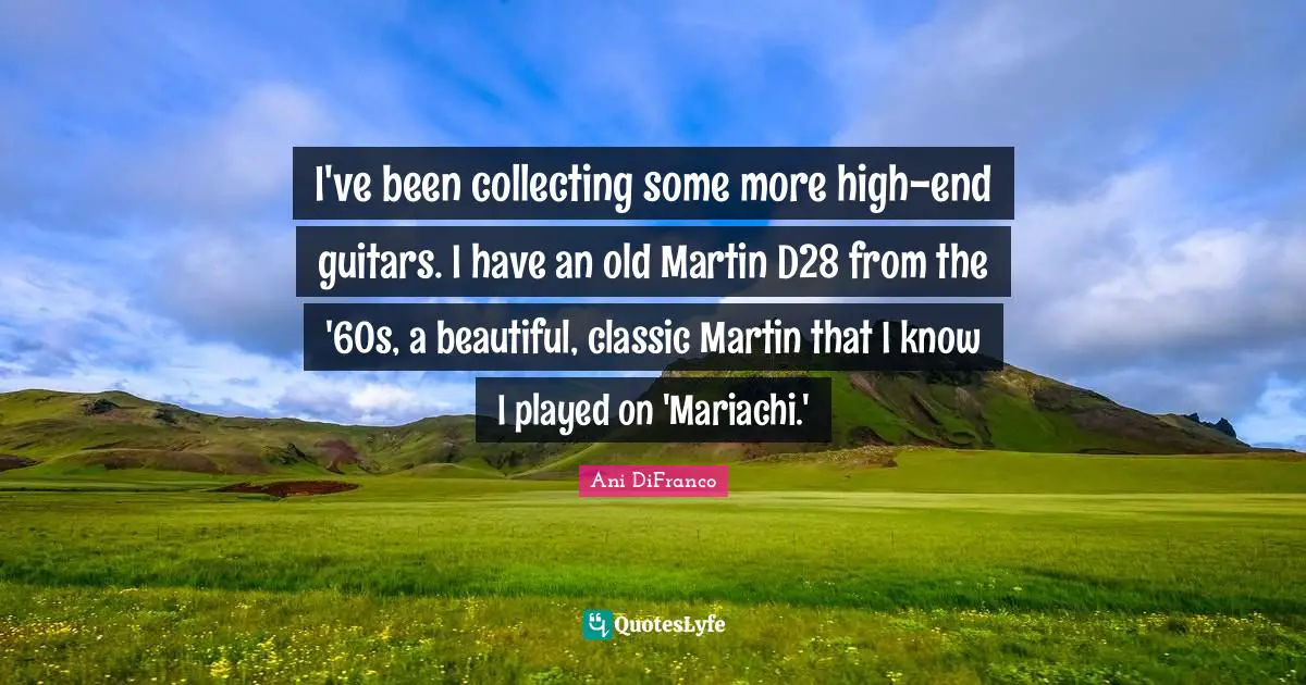 I've been collecting some more high-end guitars. I have an old Martin D28 from the '60s, a beautiful, classic Martin that I know I played on 'Mariachi.'