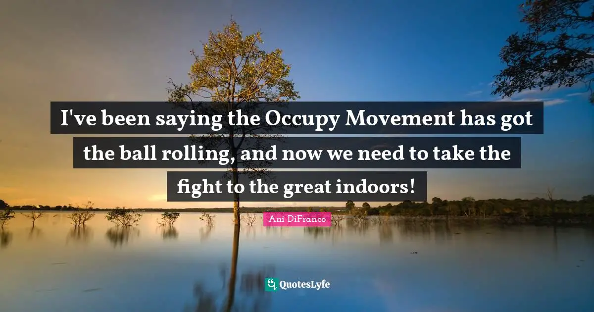 Occupy Movement Quotes: "I've been saying the Occupy Movement has got the ball rolling, and now we need to take the fight to the great indoors!"