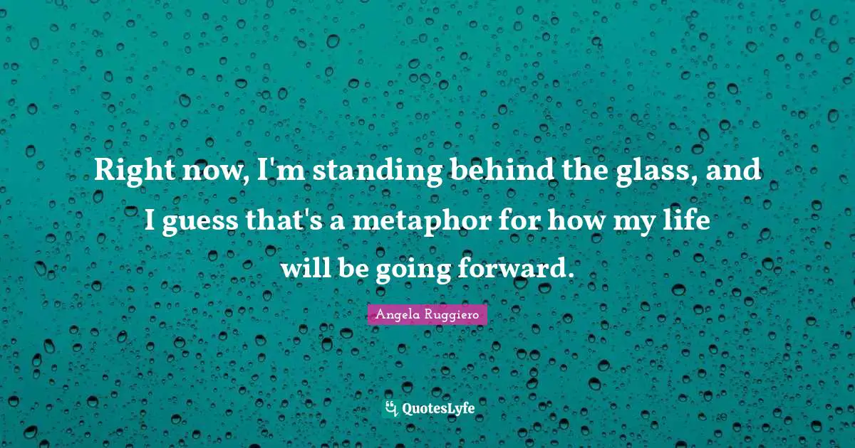 Right now, I'm standing behind the glass, and I guess that's a metaphor for how my life will be going forward.