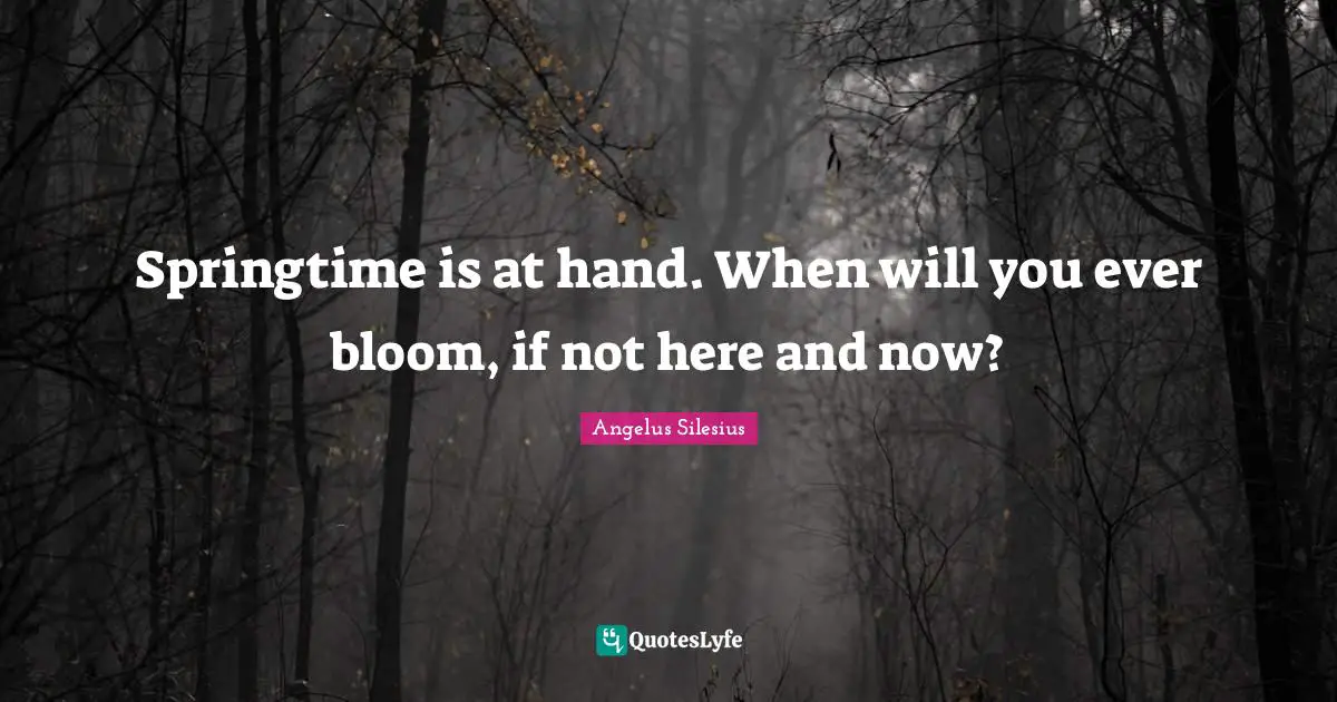 Here And Now Quotes: "Springtime is at hand. When will you ever bloom, if not here and now?"