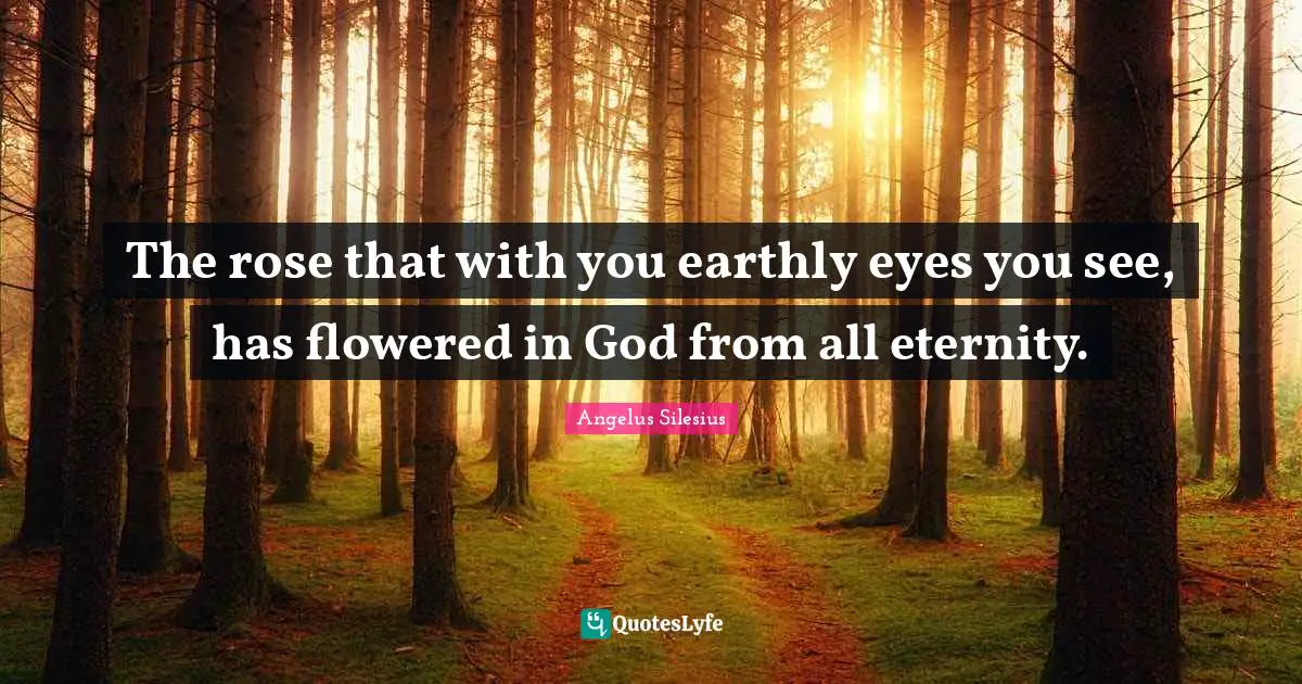 The rose that with you earthly eyes you see, has flowered in God from all eternity.
