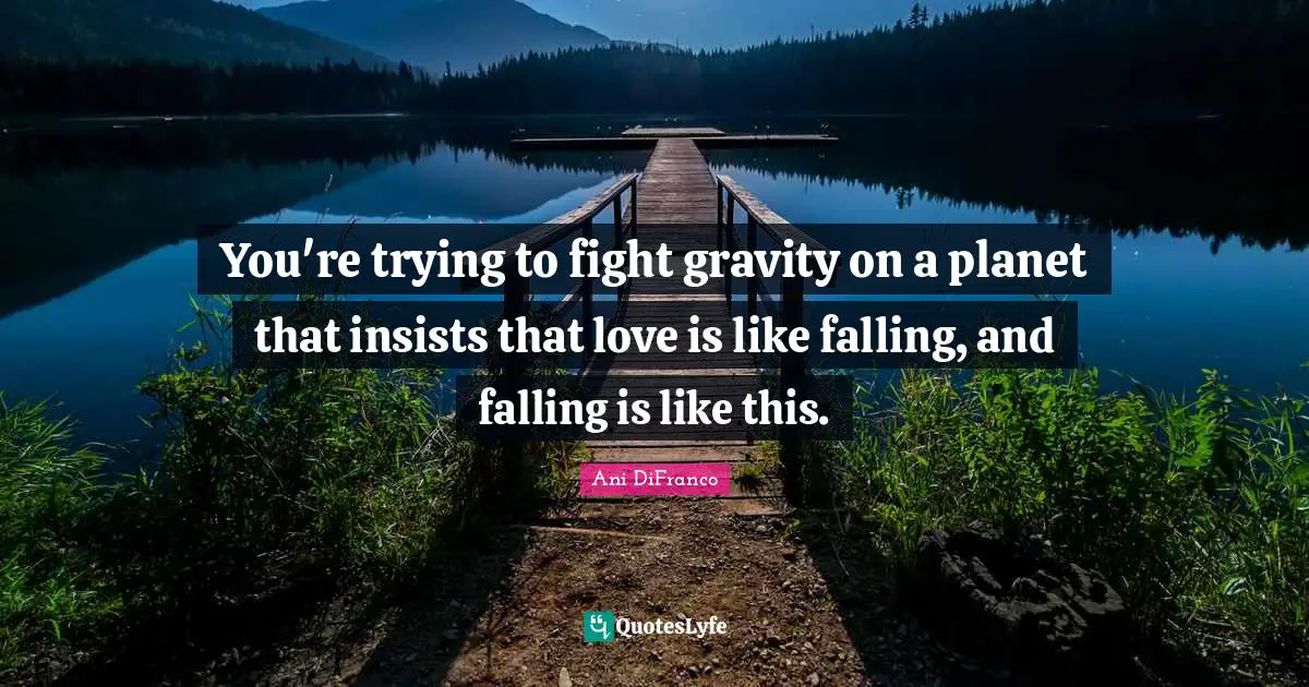 You're trying to fight gravity on a planet that insists that love is like falling, and falling is like this.