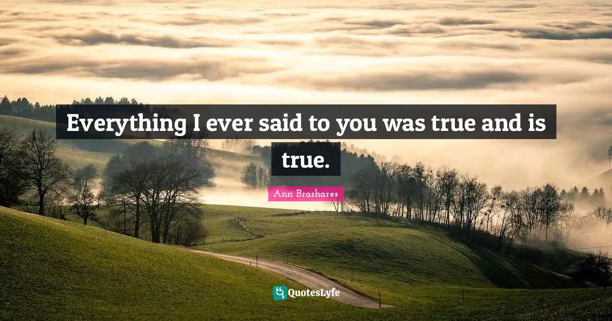 Everything I ever said to you was true and is true.