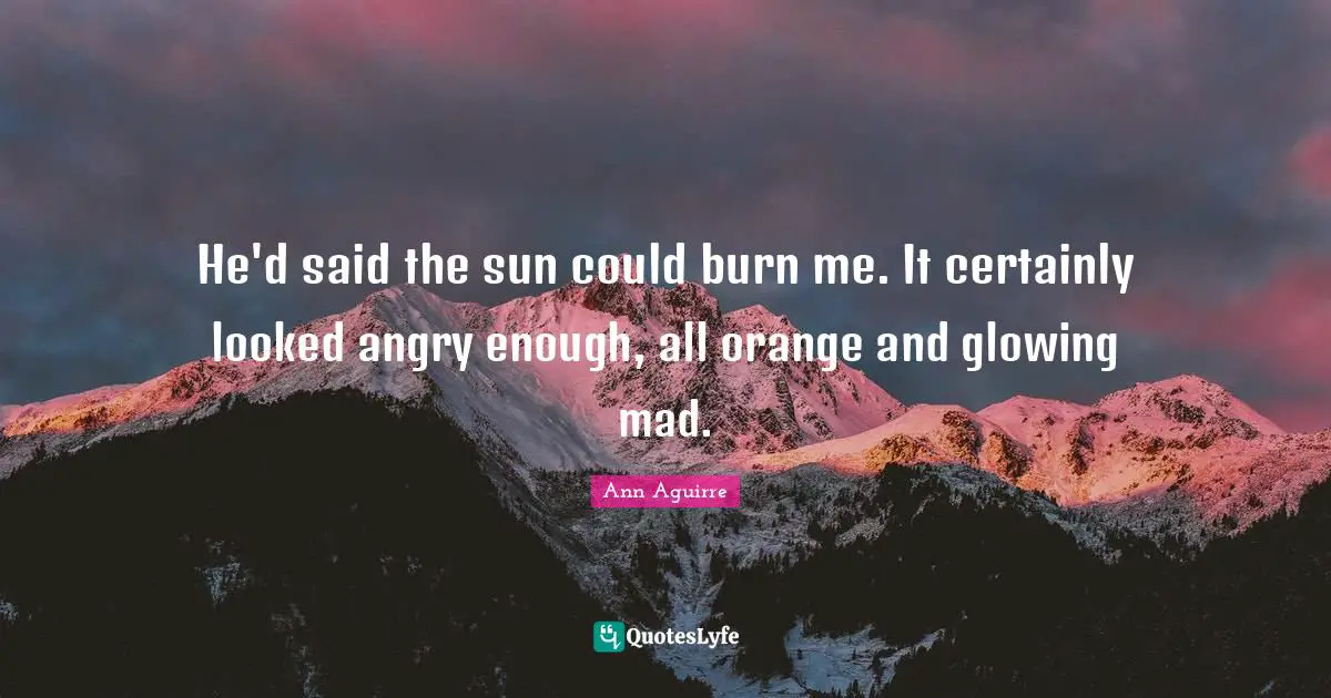 He'd said the sun could burn me. It certainly looked angry enough, all orange and glowing mad.