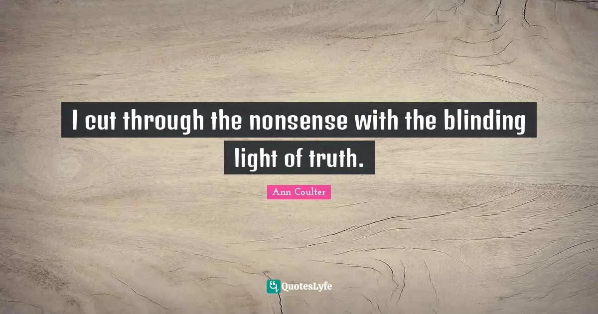 I cut through the nonsense with the blinding light of truth.