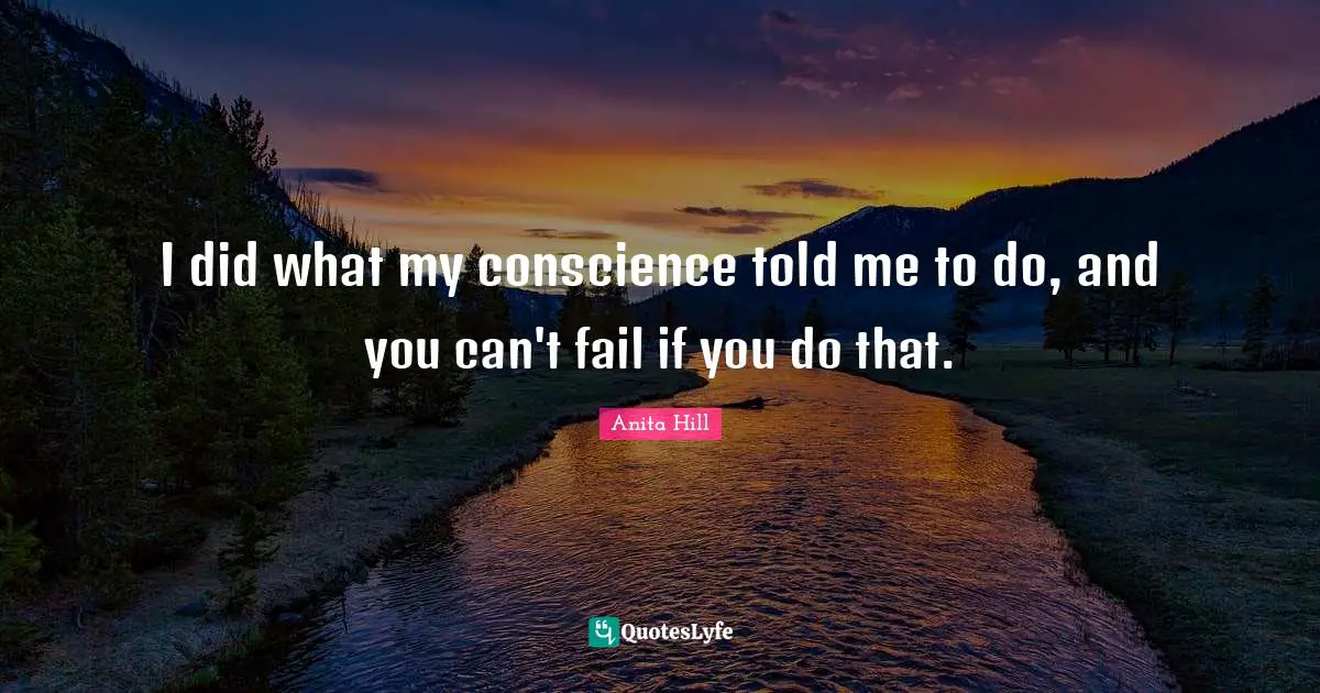 I did what my conscience told me to do, and you can't fail if you do that.