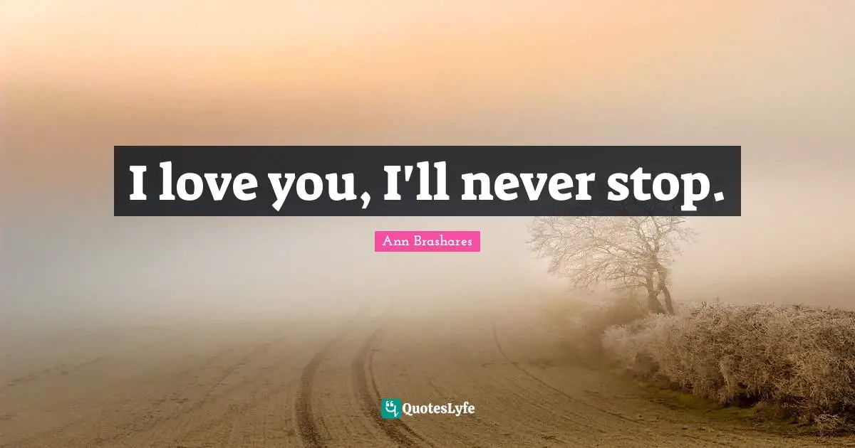 I love you, I'll never stop.