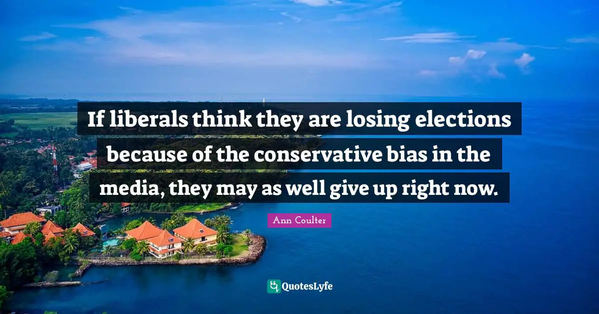 If liberals think they are losing elections because of the conservative bias in the media, they may as well give up right now.