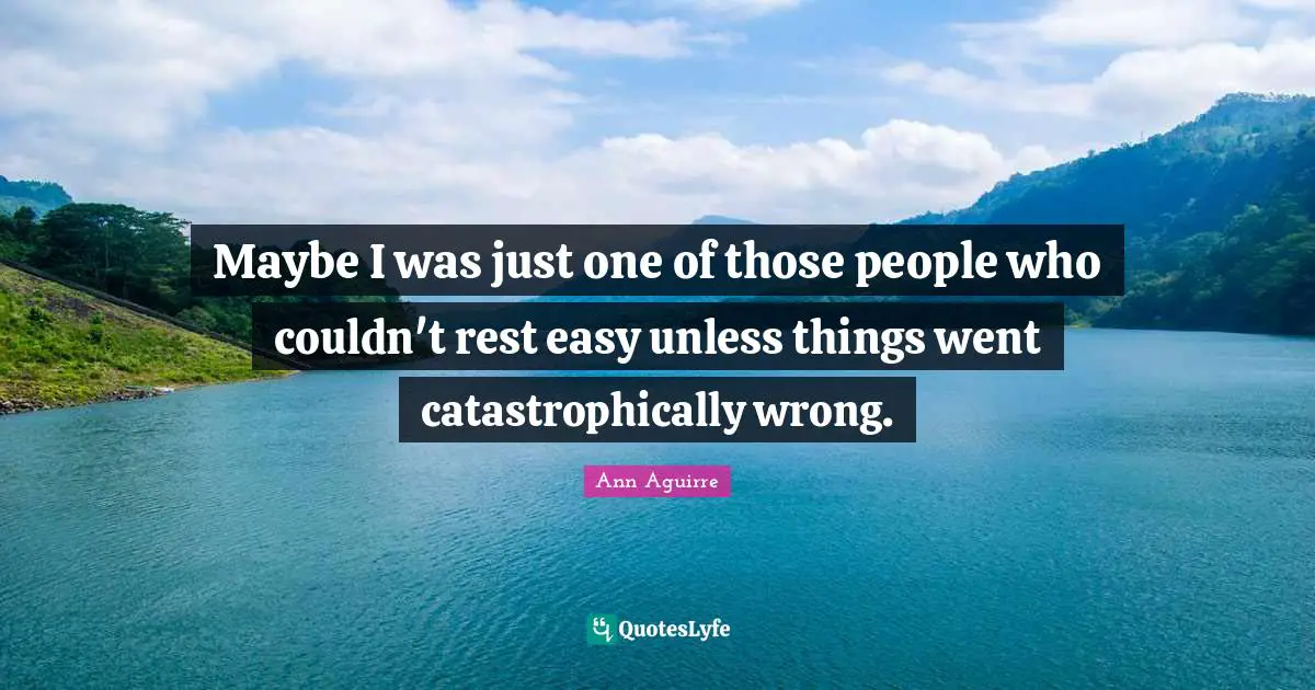 Maybe I was just one of those people who couldn't rest easy unless things went catastrophically wrong.