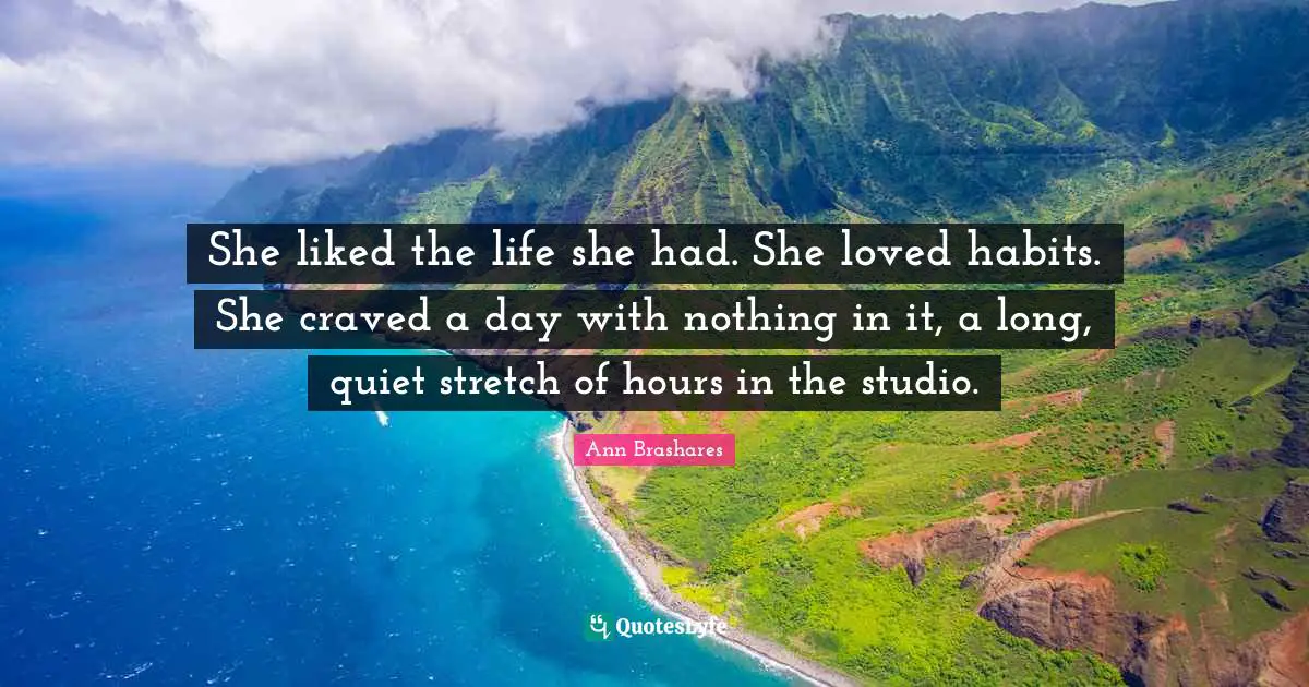She liked the life she had. She loved habits. She craved a day with nothing in it, a long, quiet stretch of hours in the studio.