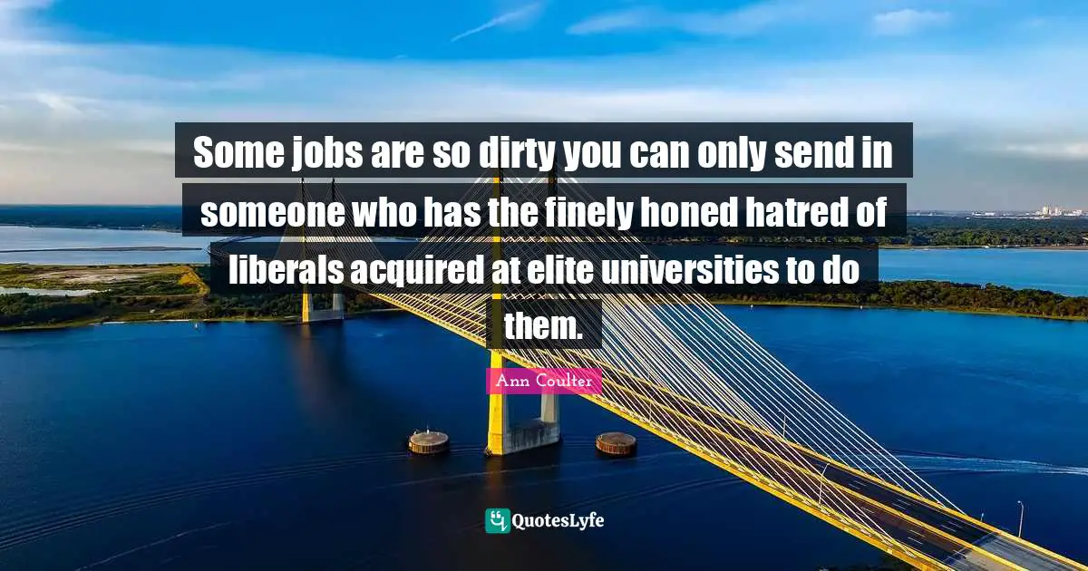 Some jobs are so dirty you can only send in someone who has the finely honed hatred of liberals acquired at elite universities to do them.