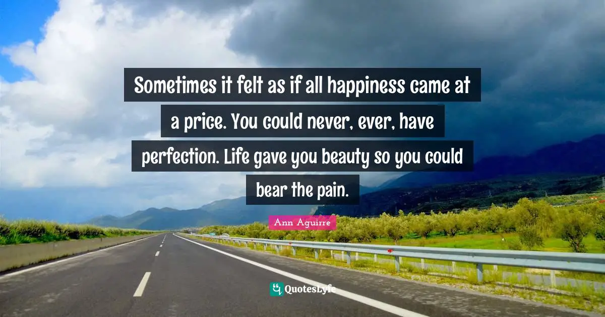 Sometimes it felt as if all happiness came at a price. You could never, ever, have perfection. Life gave you beauty so you could bear the pain.