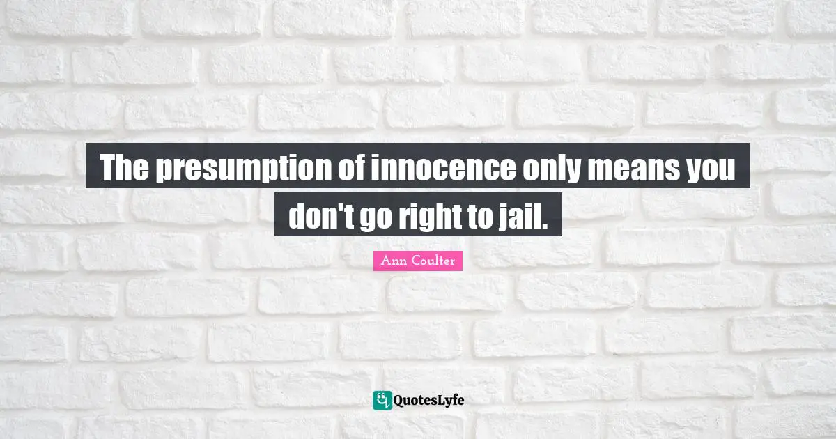 Presumption Of Innocence Quotes: "The presumption of innocence only means you don't go right to jail."