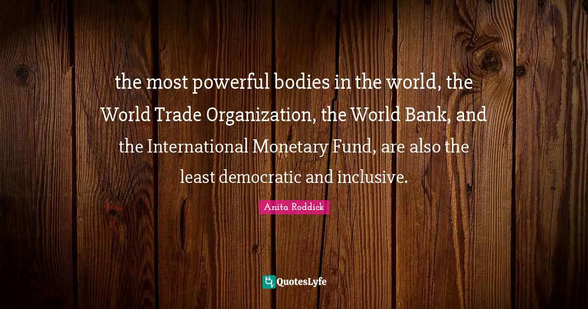 the most powerful bodies in the world, the World Trade Organization, the World Bank, and the International Monetary Fund, are also the least democratic and inclusive.