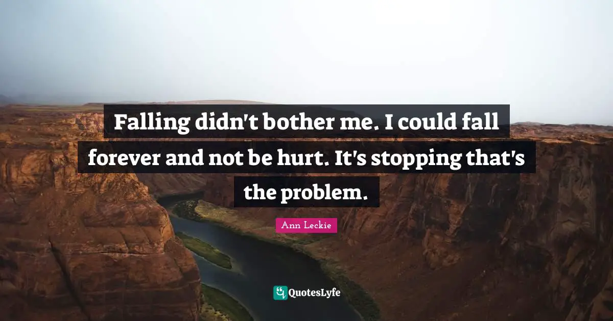 Falling didn't bother me. I could fall forever and not be hurt. It's stopping that's the problem.