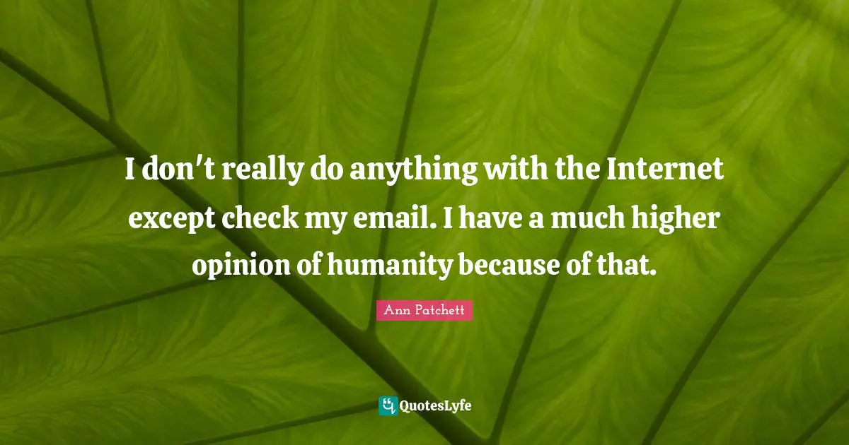 I don't really do anything with the Internet except check my email. I have a much higher opinion of humanity because of that.