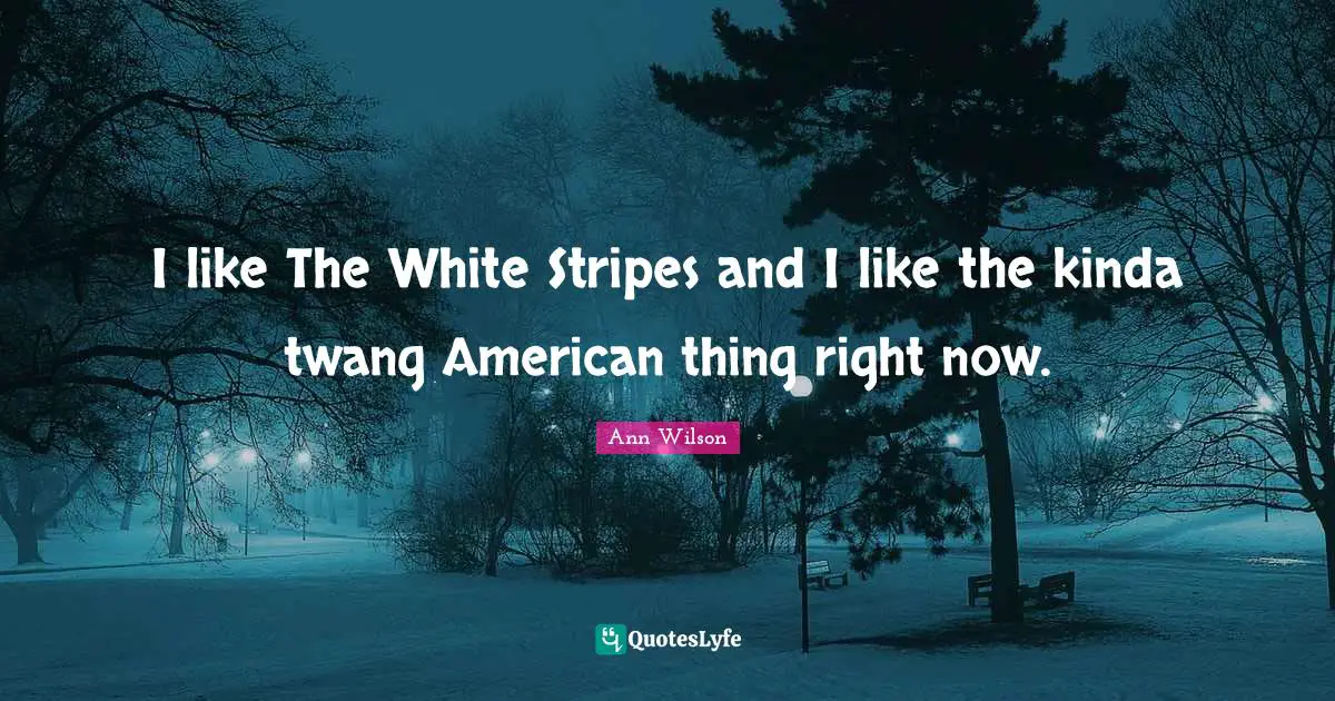 I like The White Stripes and I like the kinda twang American thing right now.