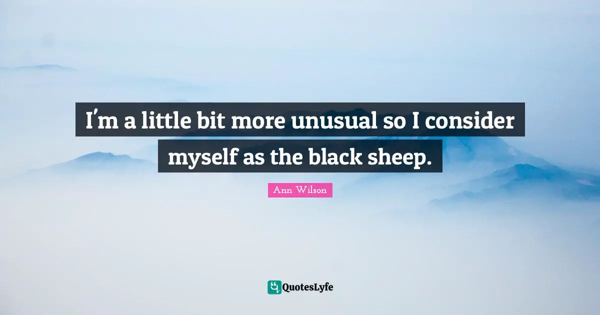 Little Bit Quotes: "I'm a little bit more unusual so I consider myself as the black sheep."