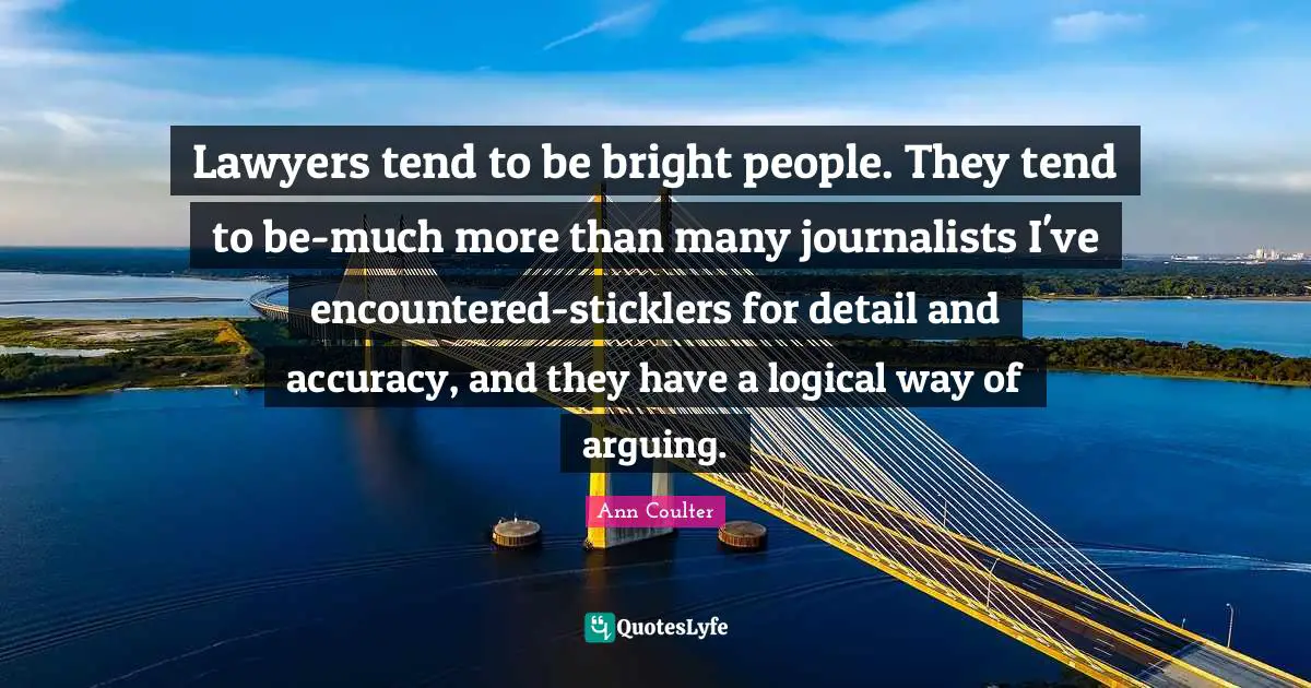 Lawyers tend to be bright people. They tend to be-much more than many journalists I've encountered-sticklers for detail and accuracy, and they have a logical way of arguing.