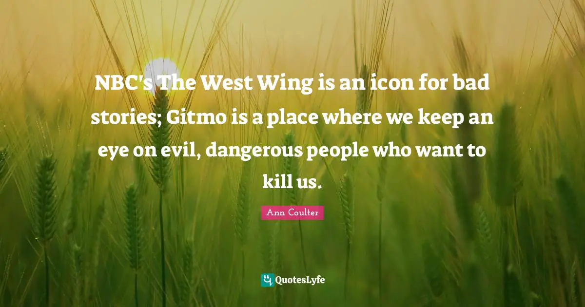 NBC's The West Wing is an icon for bad stories; Gitmo is a place where we keep an eye on evil, dangerous people who want to kill us.