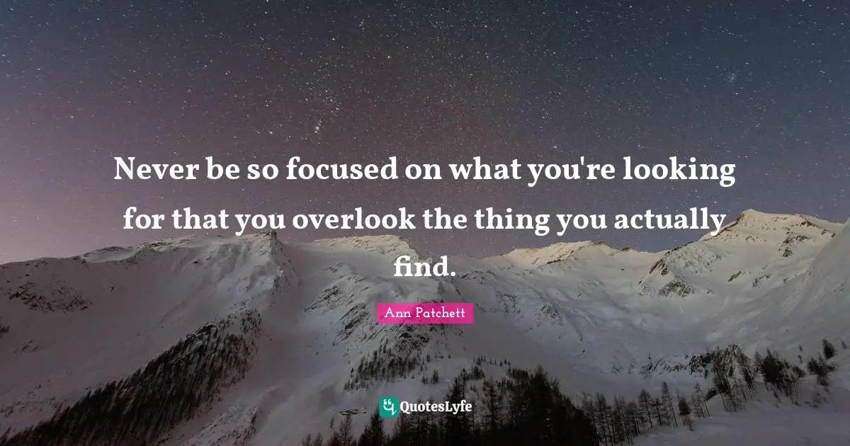Never be so focused on what you're looking for that you overlook the thing you actually find.