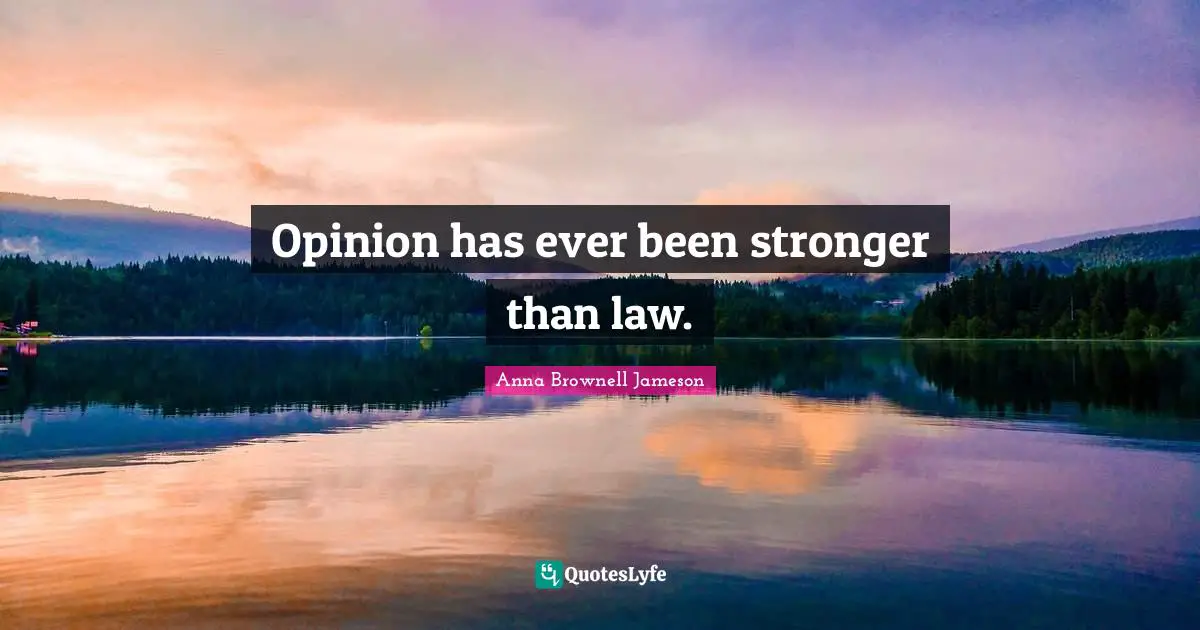 Opinion has ever been stronger than law.