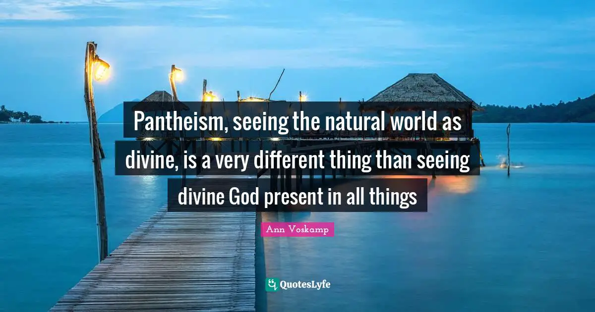 Pantheism, seeing the natural world as divine, is a very different thing than seeing divine God present in all things