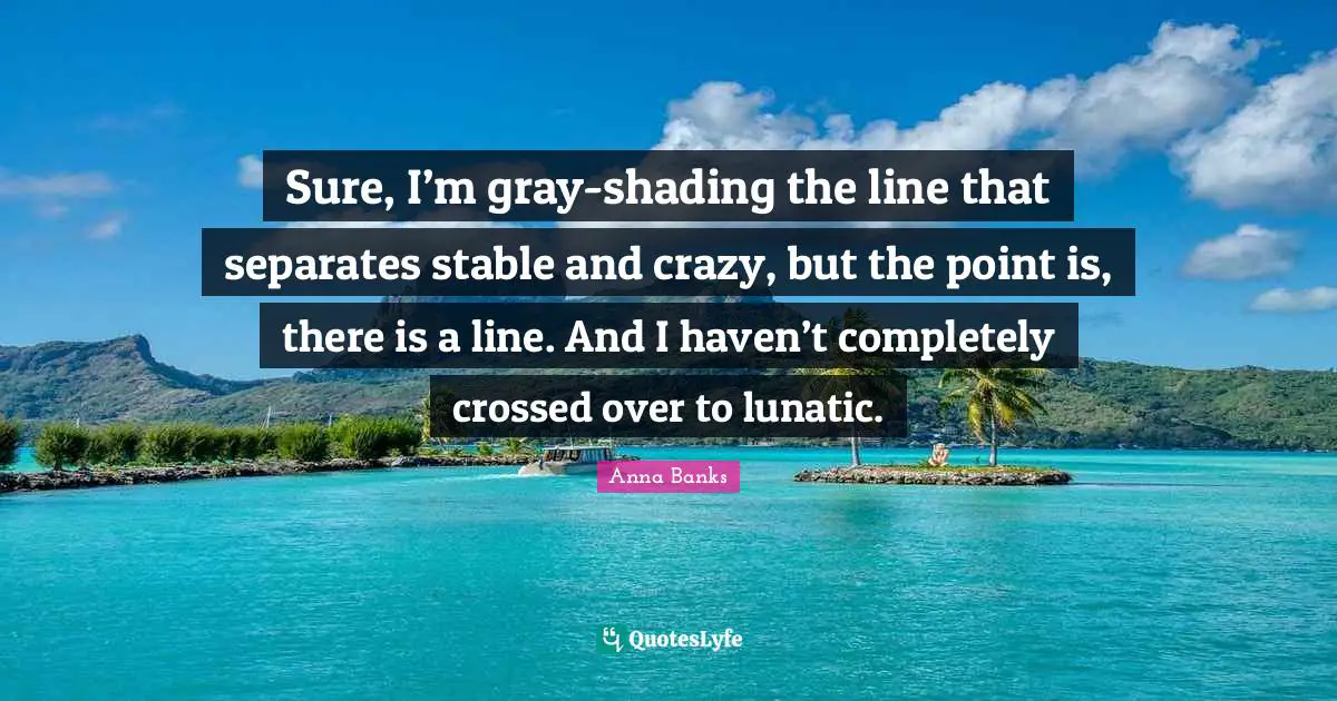 Sure, I’m gray-shading the line that separates stable and crazy, but the point is, there is a line. And I haven’t completely crossed over to lunatic.