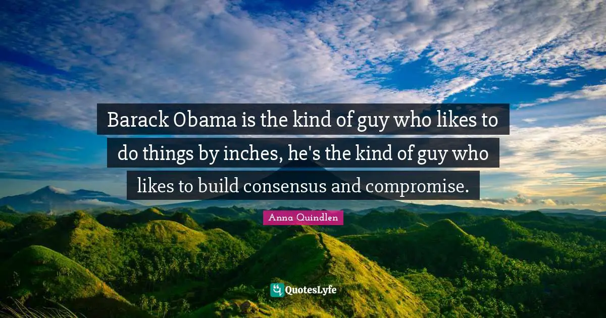 Barack Obama is the kind of guy who likes to do things by inches, he's the kind of guy who likes to build consensus and compromise.