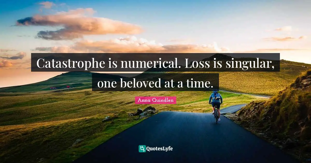 Catastrophe is numerical. Loss is singular, one beloved at a time.