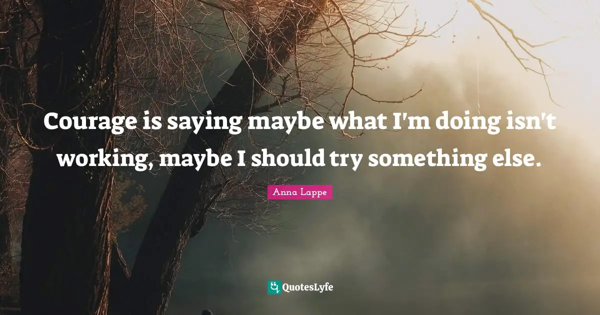 Courage is saying maybe what I'm doing isn't working, maybe I should try something else.